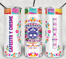 Load image into Gallery viewer, Cafecito and Chisme Papel Picada 20 oz Steel Tumbler with Plastic Straw