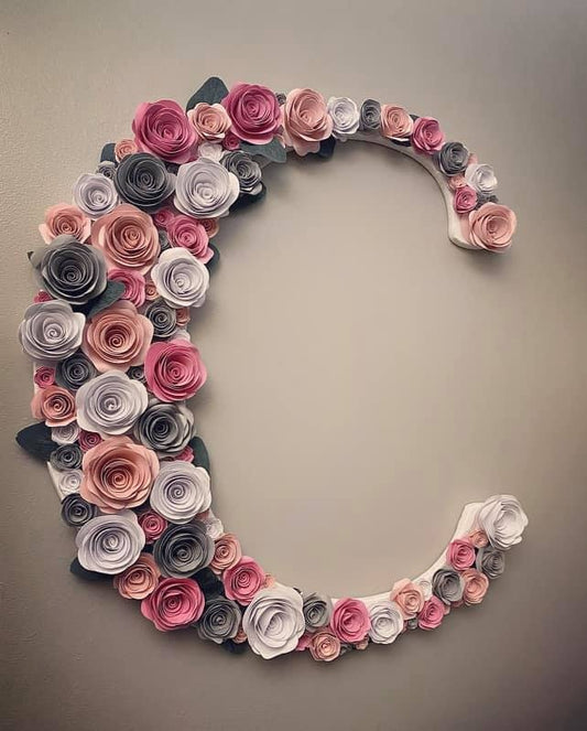 Floral and Wood Flower Letter with stand