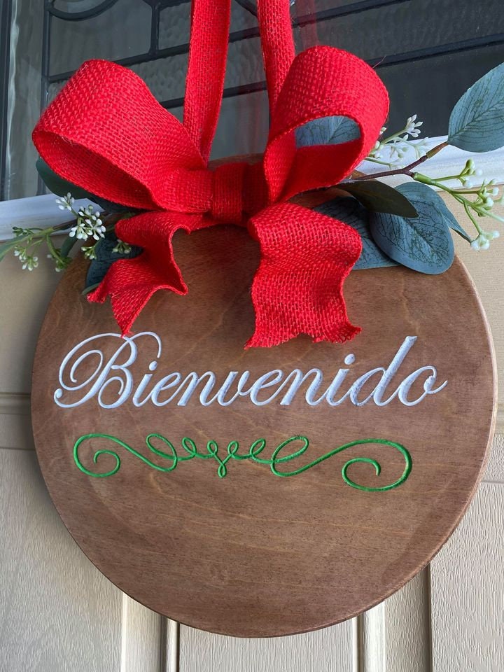 Carved Bienvenido Wood Welcome Sign in Any Language and Colors