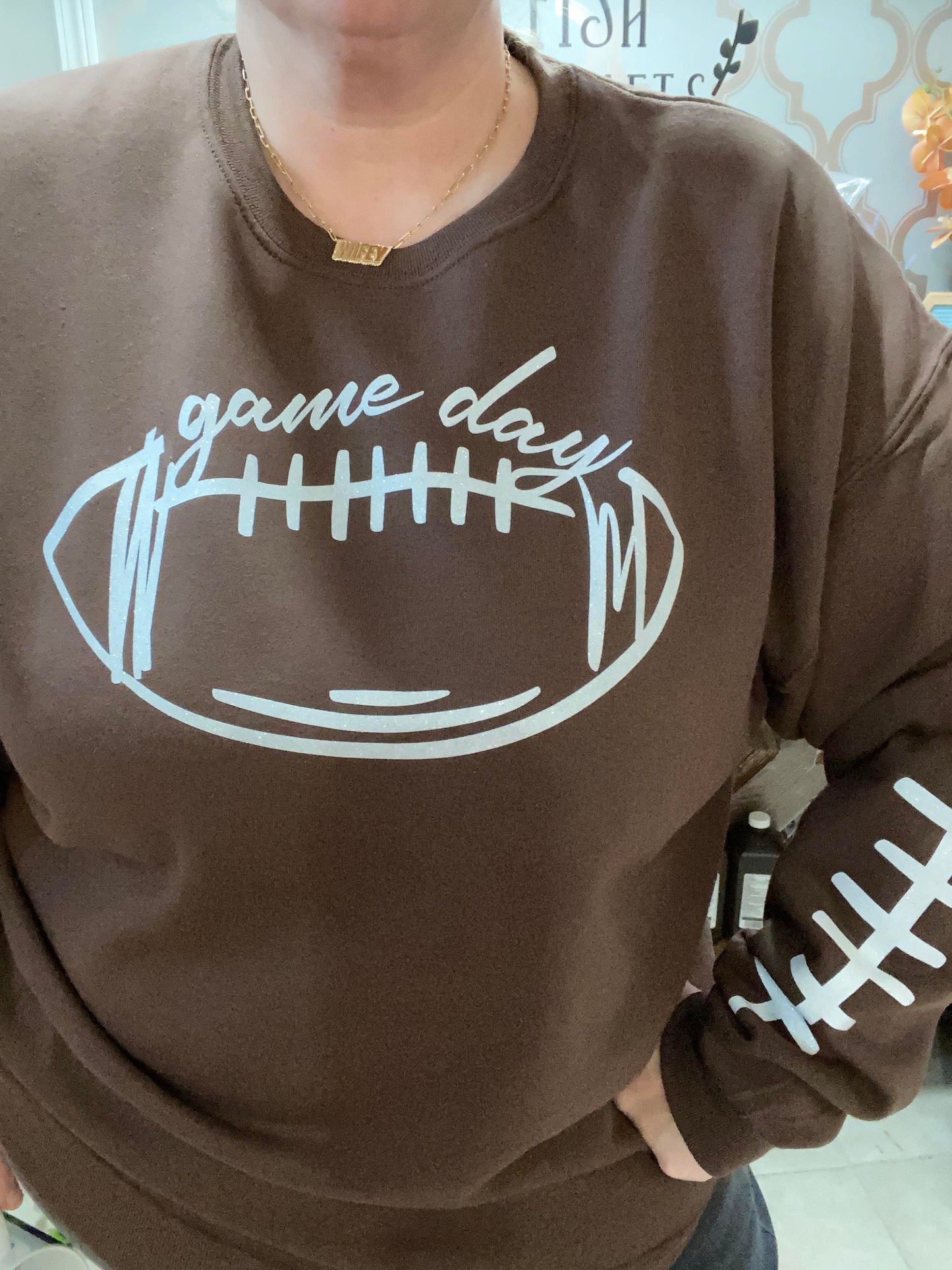 Glittery Game Day Football Sweatshirt