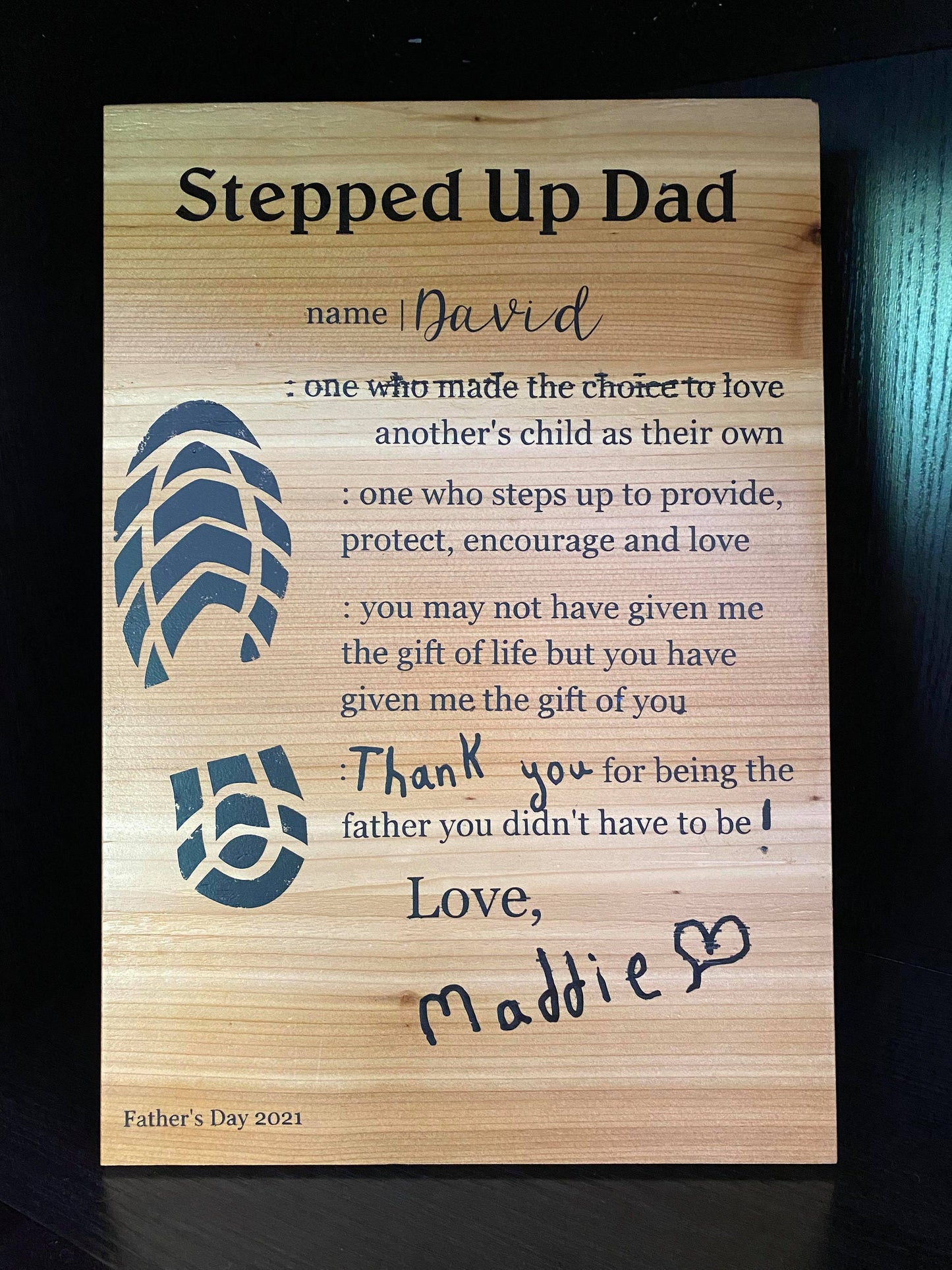 Personalized Stepped Up Dad Wall or Shelf Art