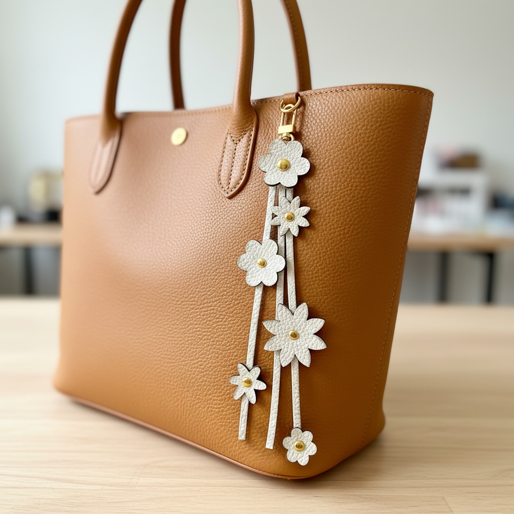 Floral Tassel Leather Bag Charm