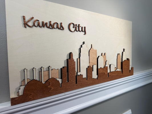 Wood Layered City Skyline