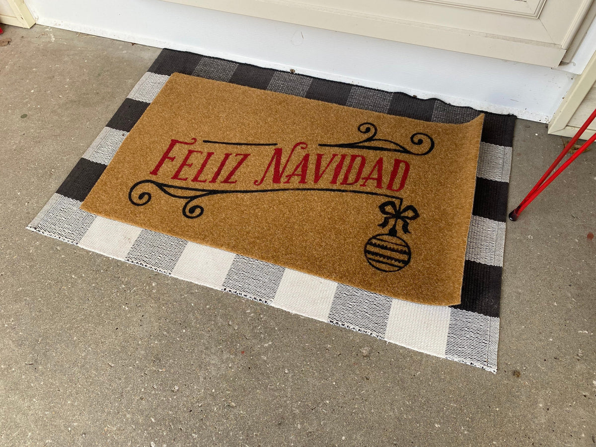 Feliz Navidad Christmas Holiday Door mat
