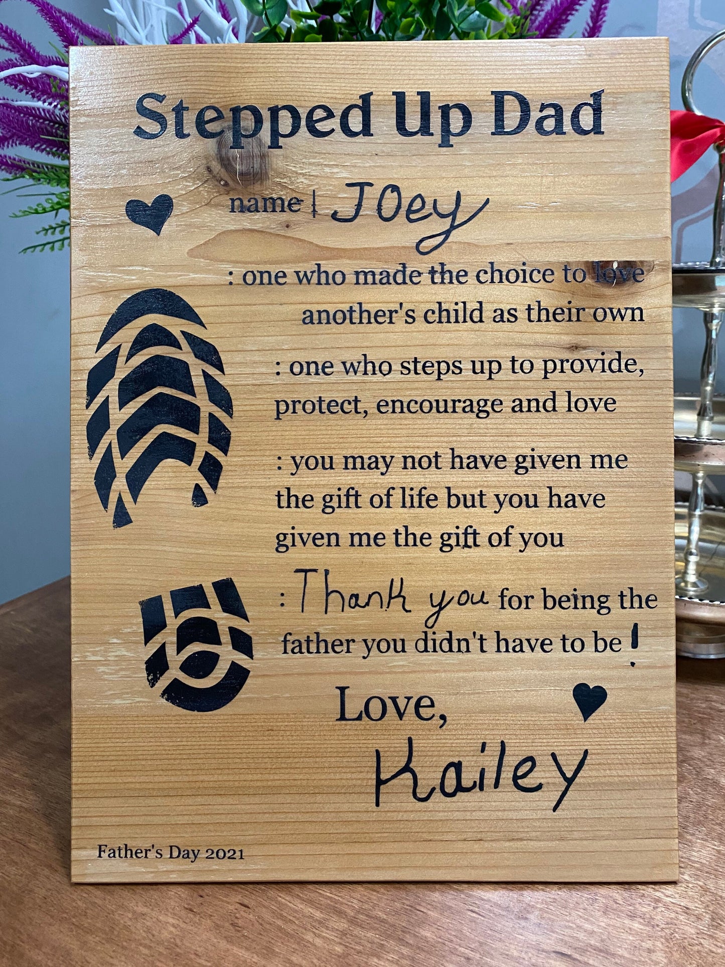 Personalized Stepped Up Dad Wall or Shelf Art