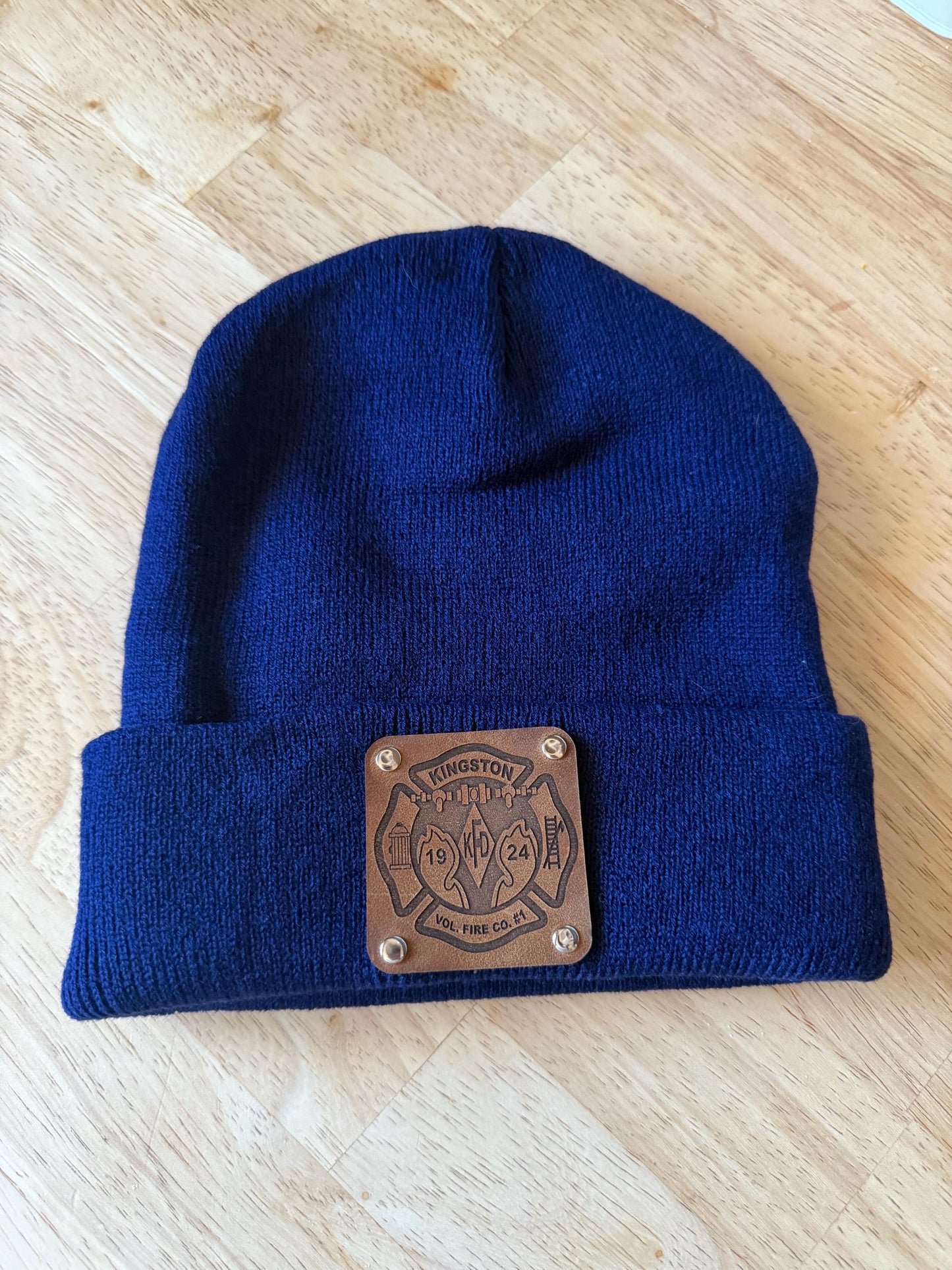Beanie with Custom Leather Patch