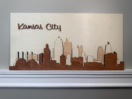 Wood Layered City Skyline