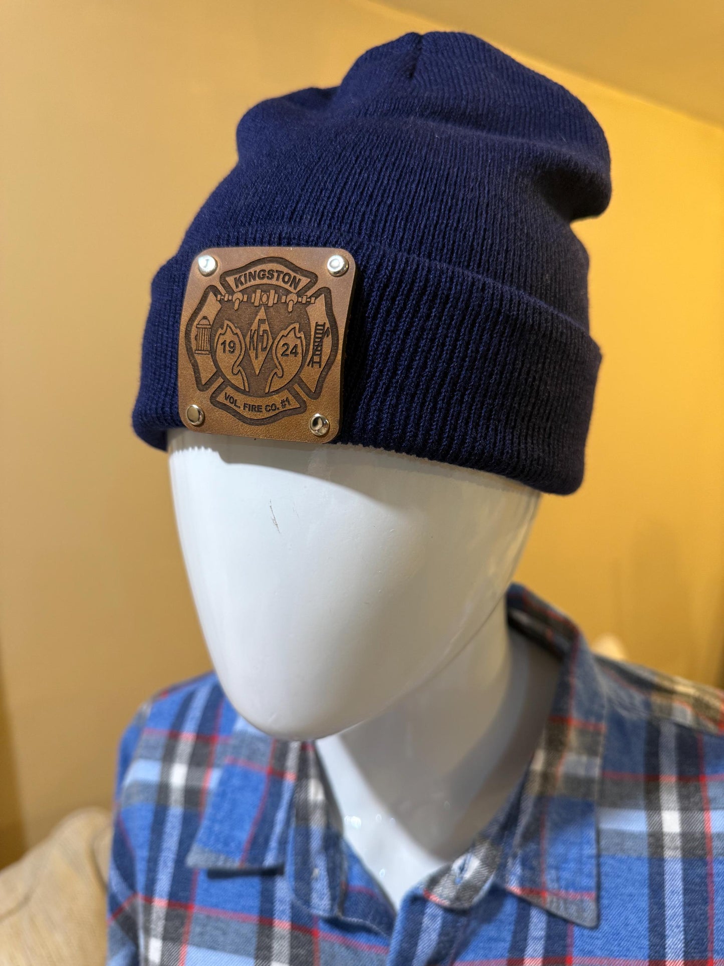 Beanie with Custom Leather Patch