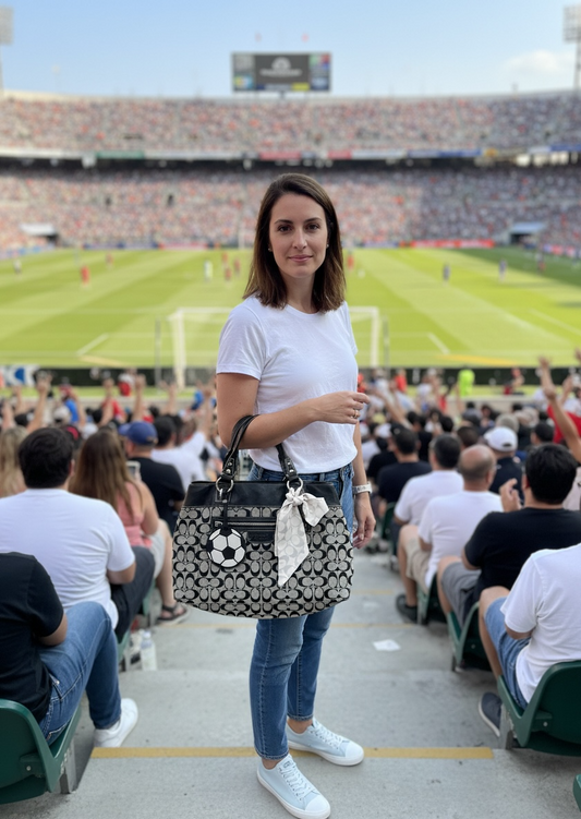 Soccer Ball Leather Suede Bag Tag Charm