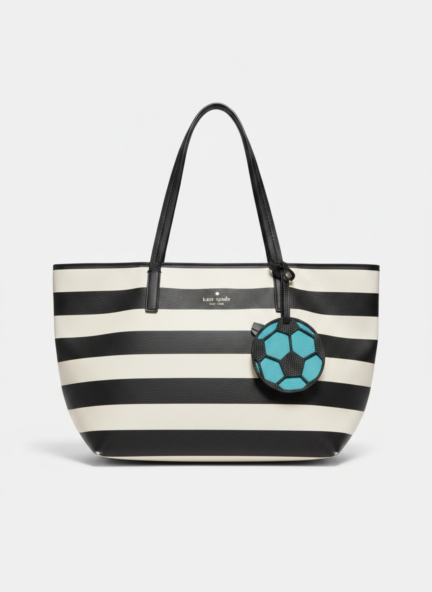 Soccer Ball Teal Leather Suede Bag Tag Charm