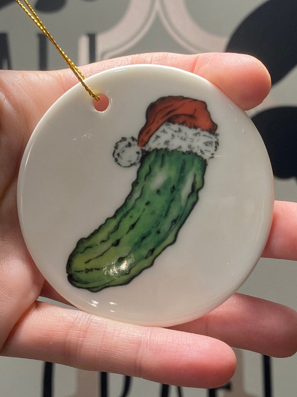 Pickle Ceramic Christmas Ornament