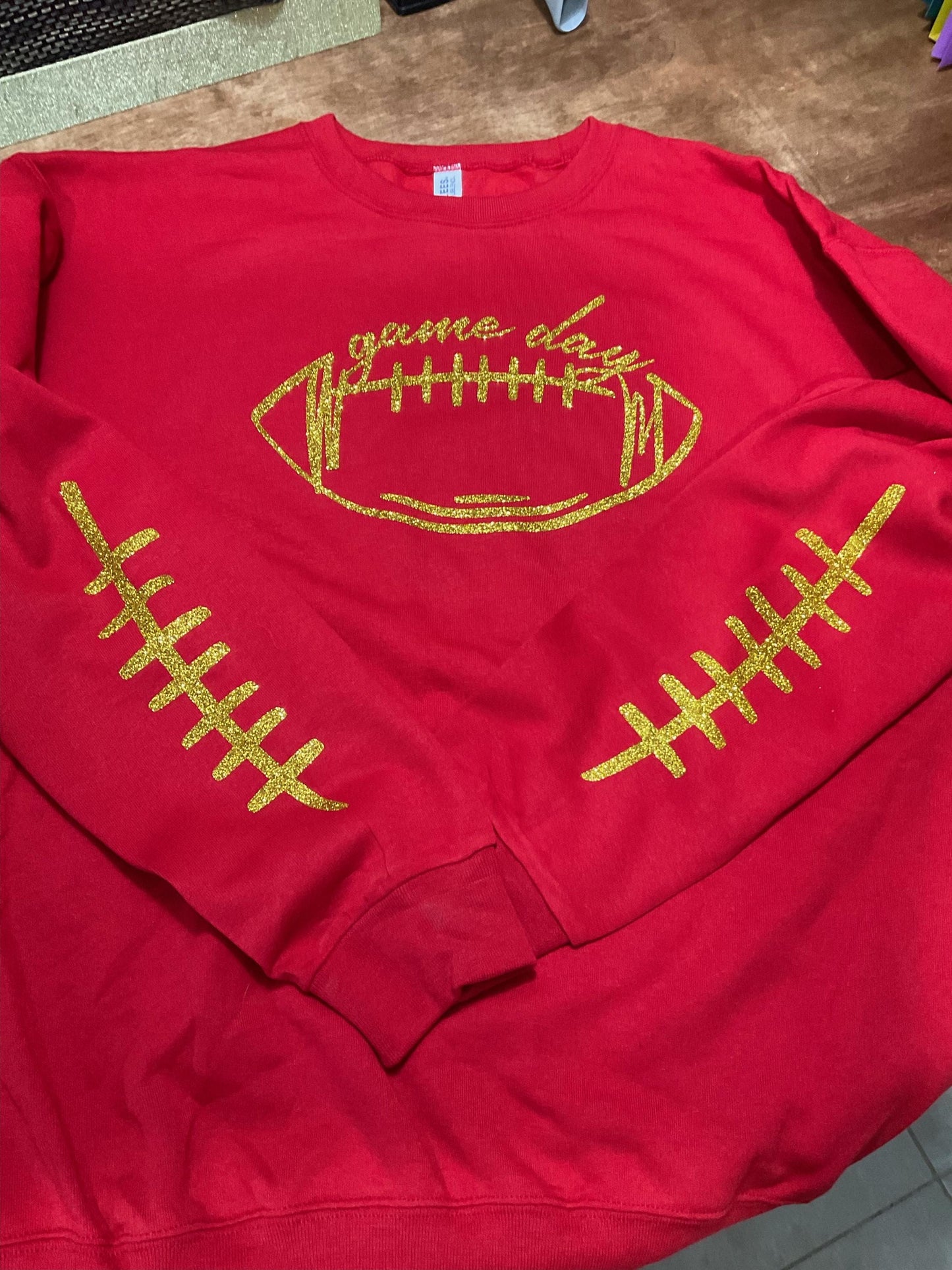 Glittery Game Day Football Sweatshirt