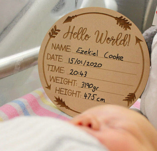 Personalized Wood Round Birth Announcement for Hospital Bassinet Keepsake Ornament