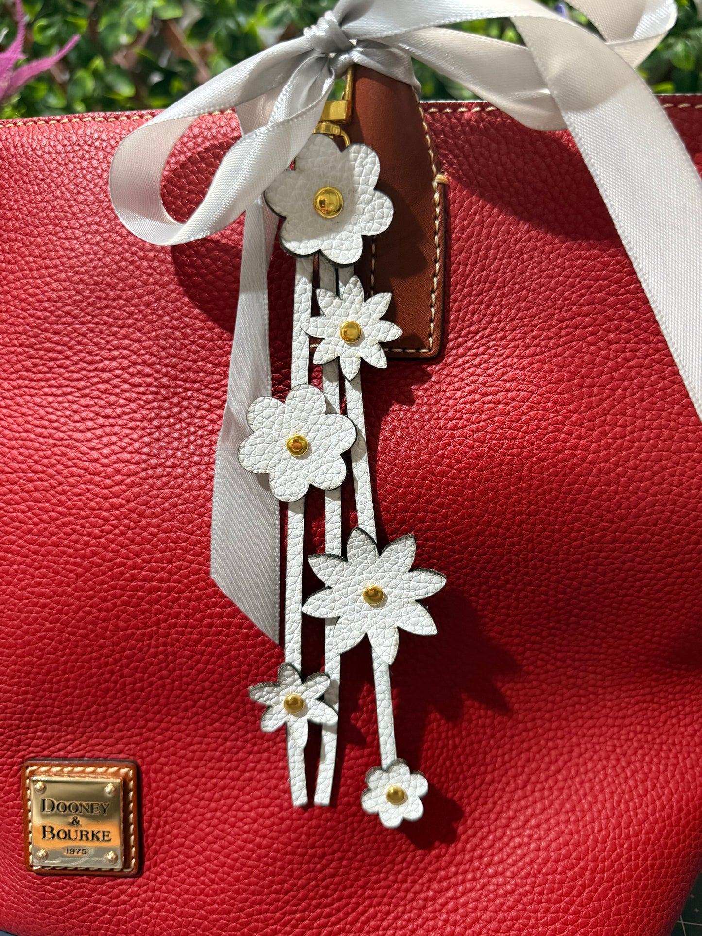 Floral Tassel Leather Bag Charm