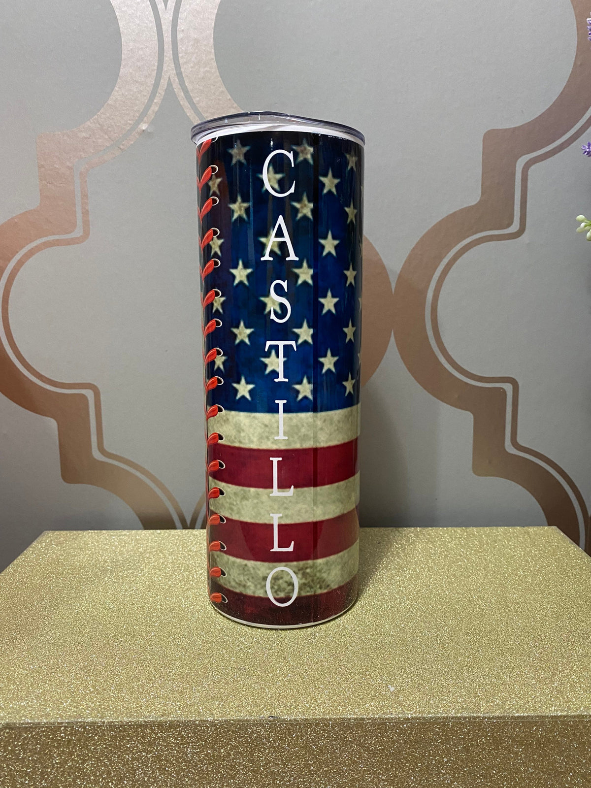 Mexican USA Bandera Flag Baseball Tumbler
