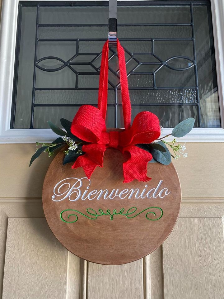 Carved Bienvenido Wood Welcome Sign in Any Language and Colors