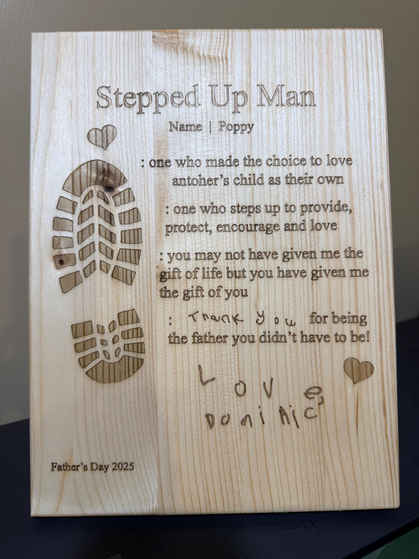 Personalized Stepped Up Dad Wall or Shelf Art