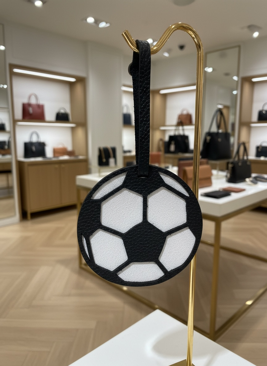 Soccer Ball Leather Suede Bag Tag Charm