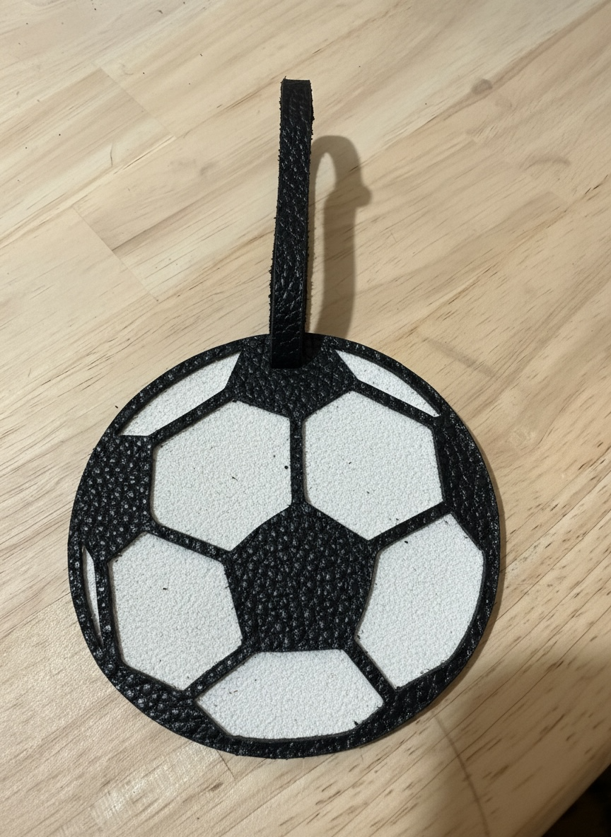 Soccer Ball Leather Suede Bag Tag Charm