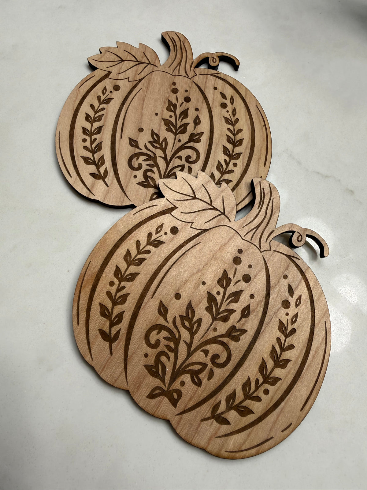 Autumn Fall Pumpkin Wooden Coaster Set