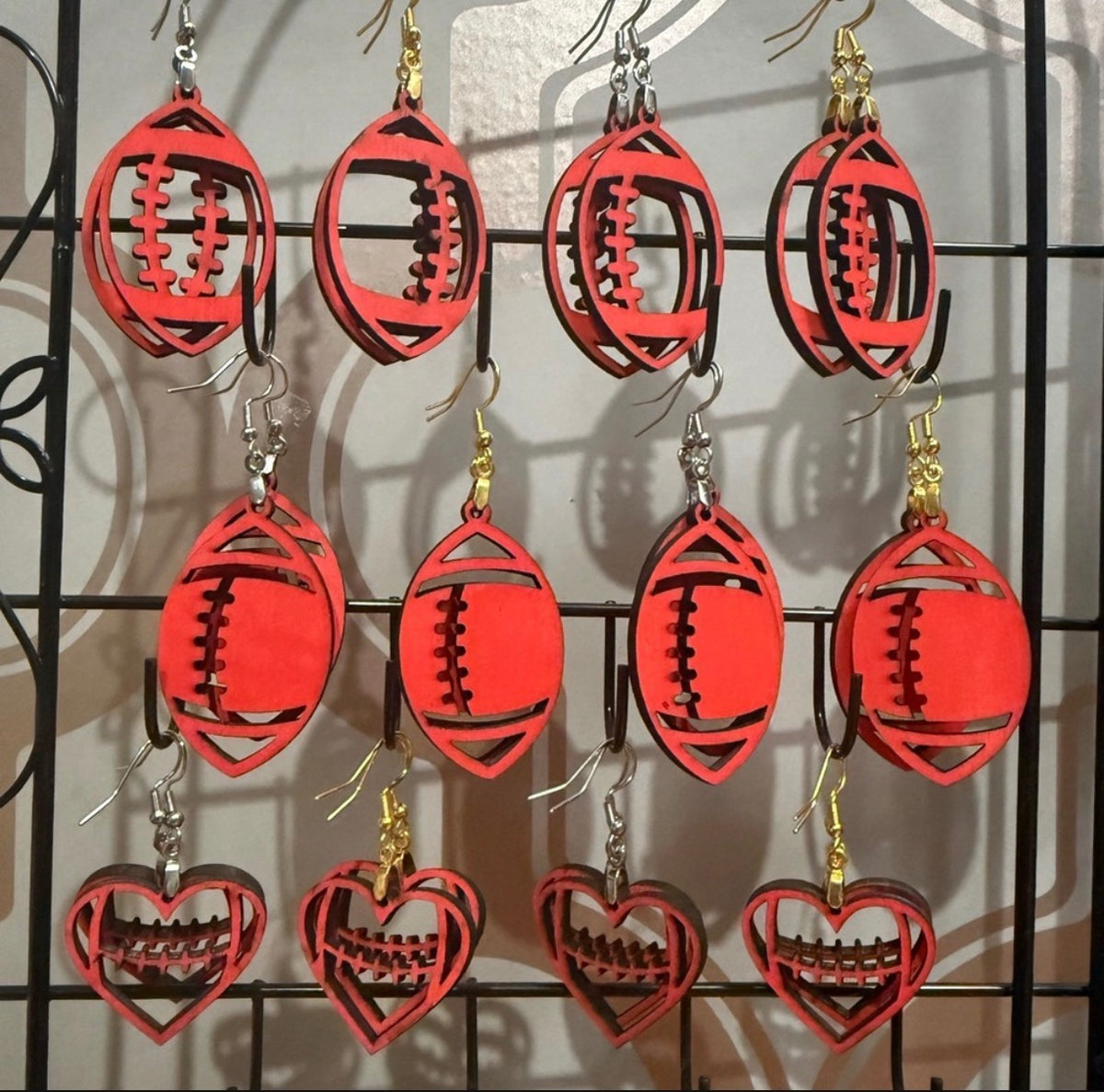 Wooden Football Earrings