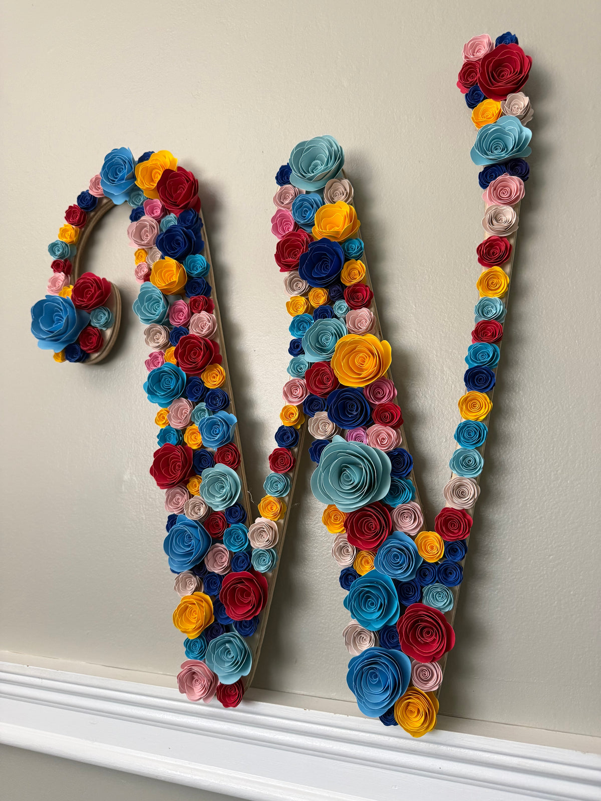 Floral and Wood Flower Letter with stand