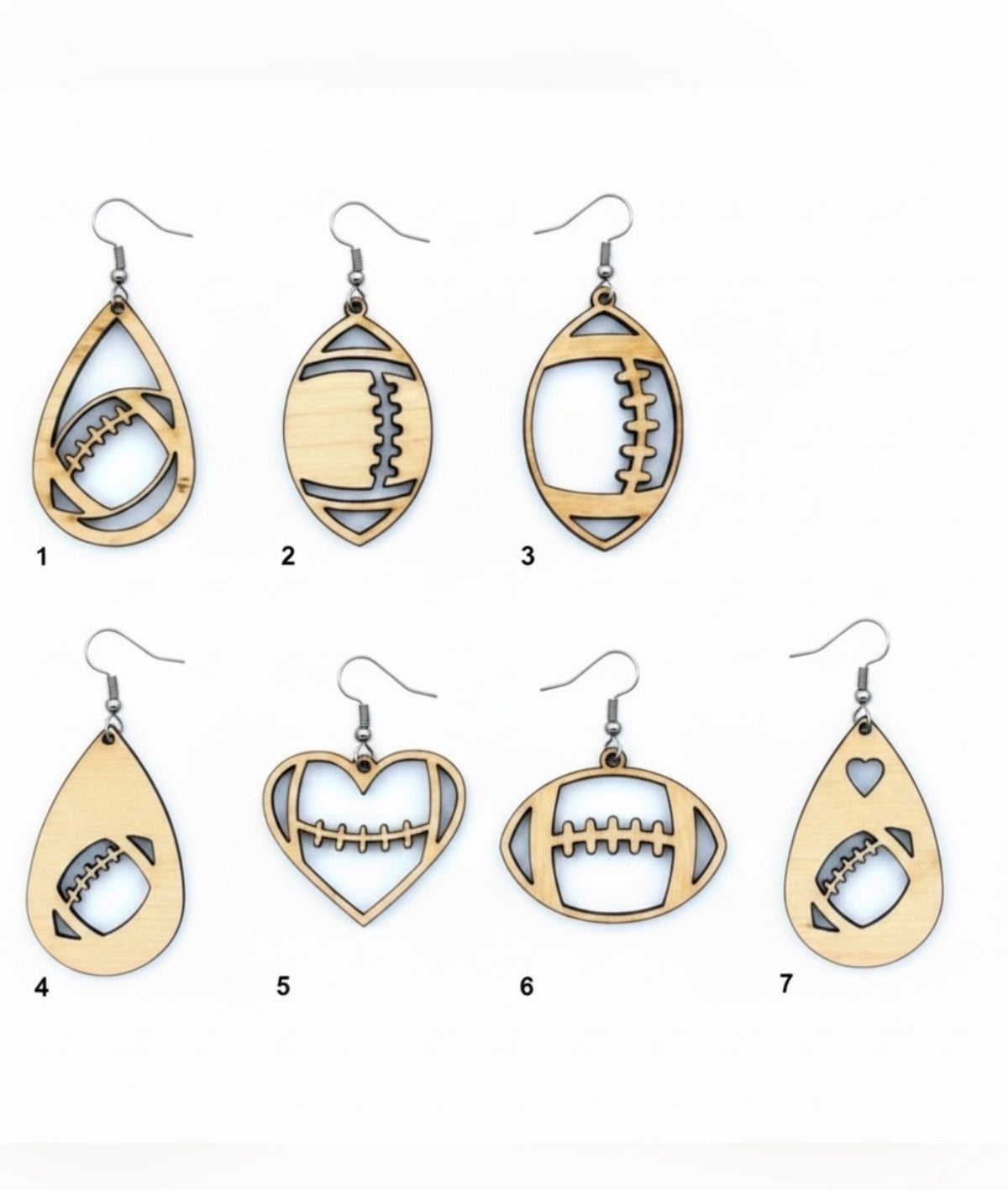 Wooden Football Earrings