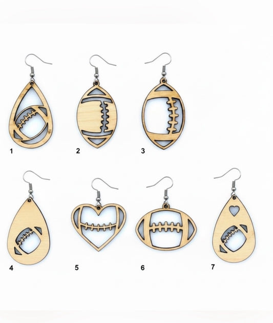 Wooden Football Earrings
