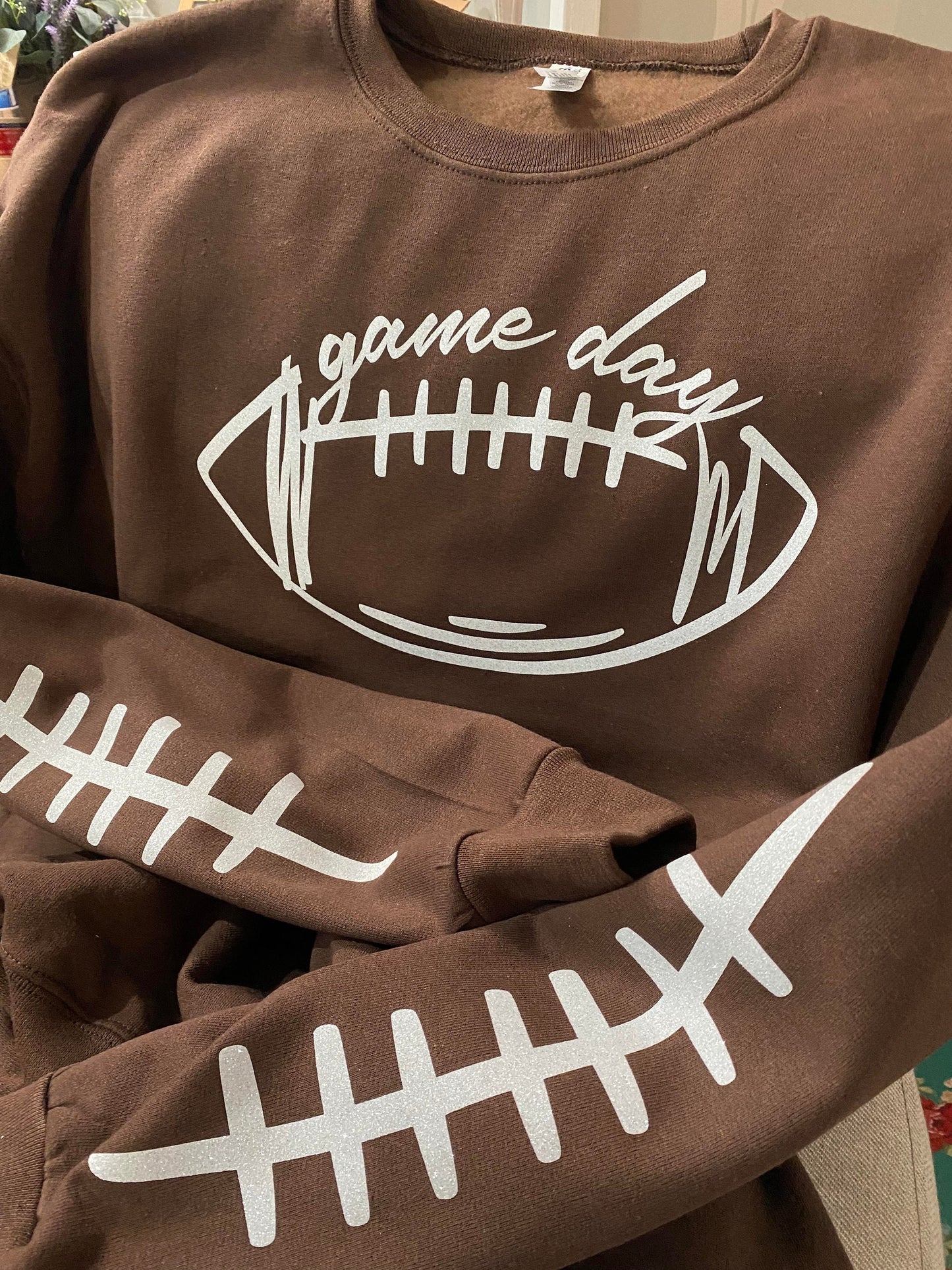 Glittery Game Day Football Sweatshirt