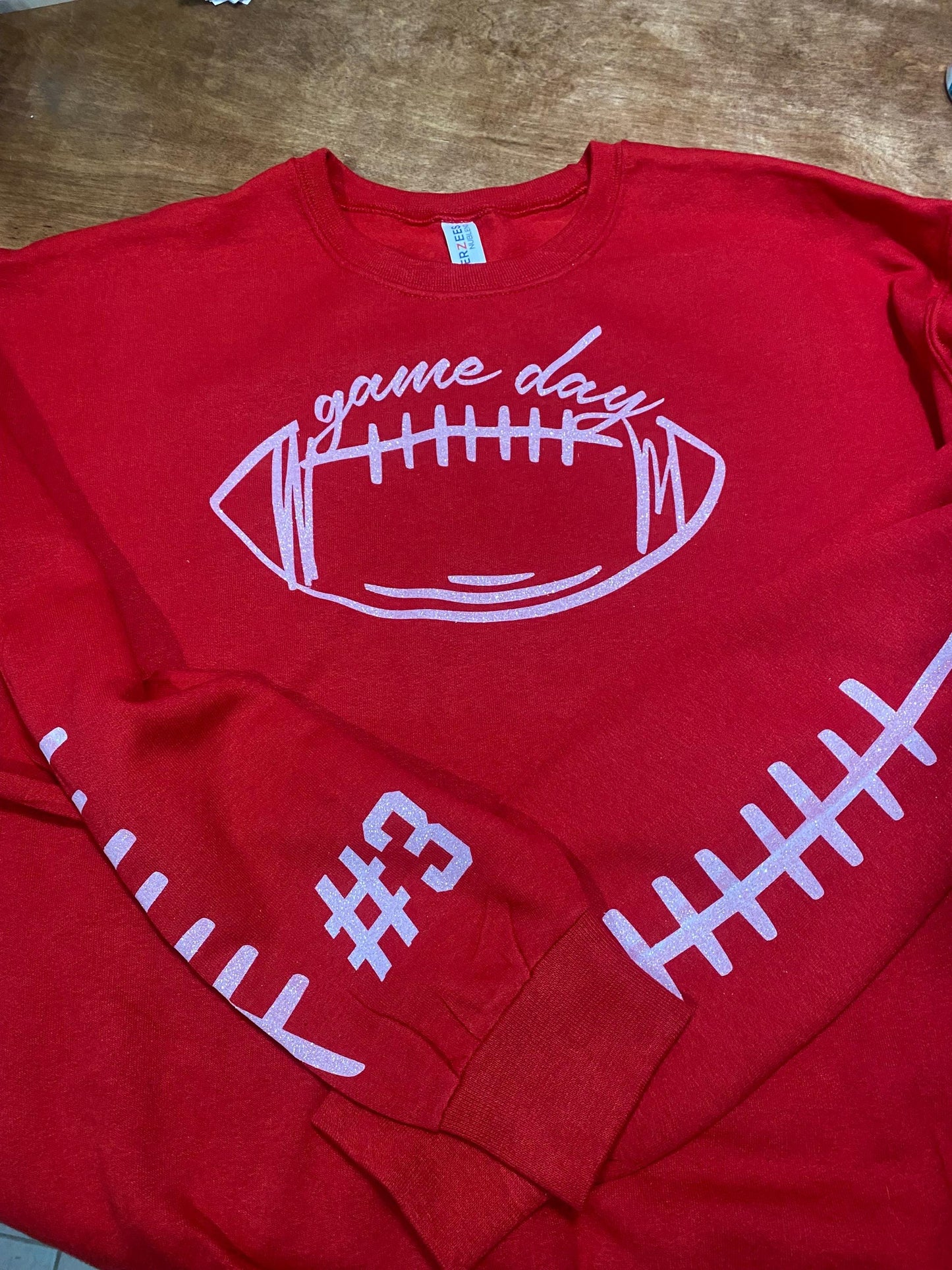 Glittery Game Day Football Sweatshirt