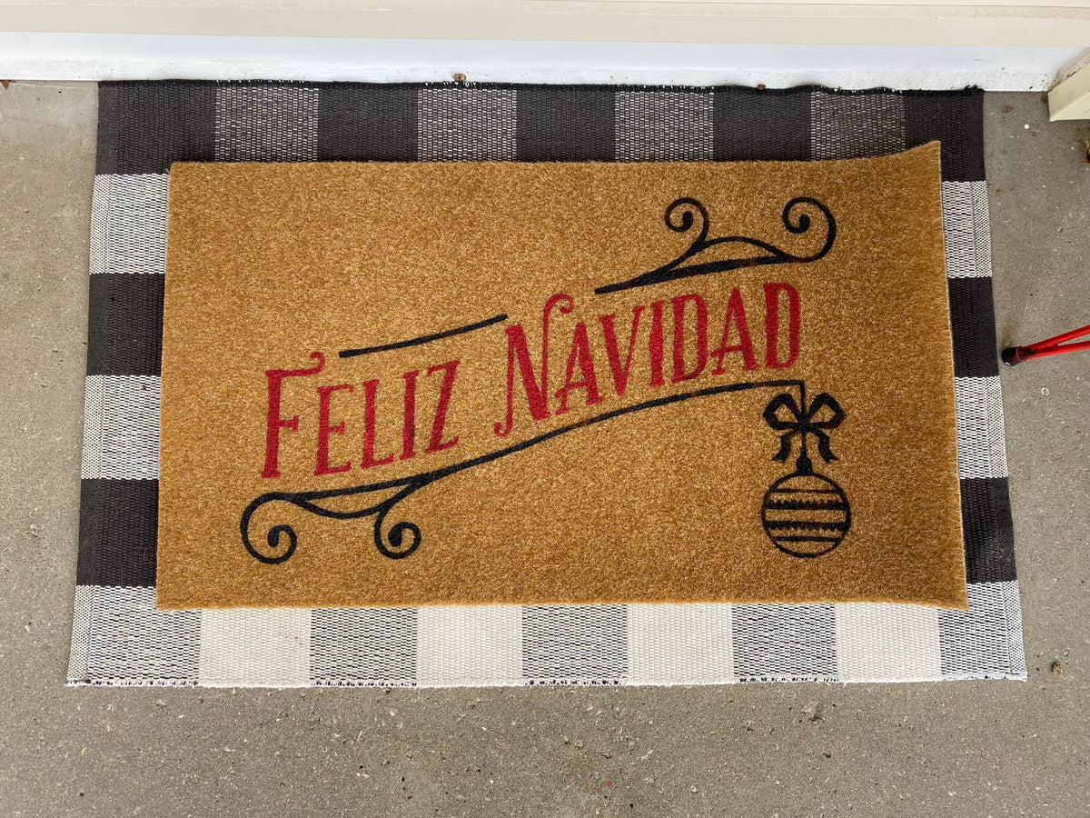 Feliz Navidad Christmas Holiday Door mat