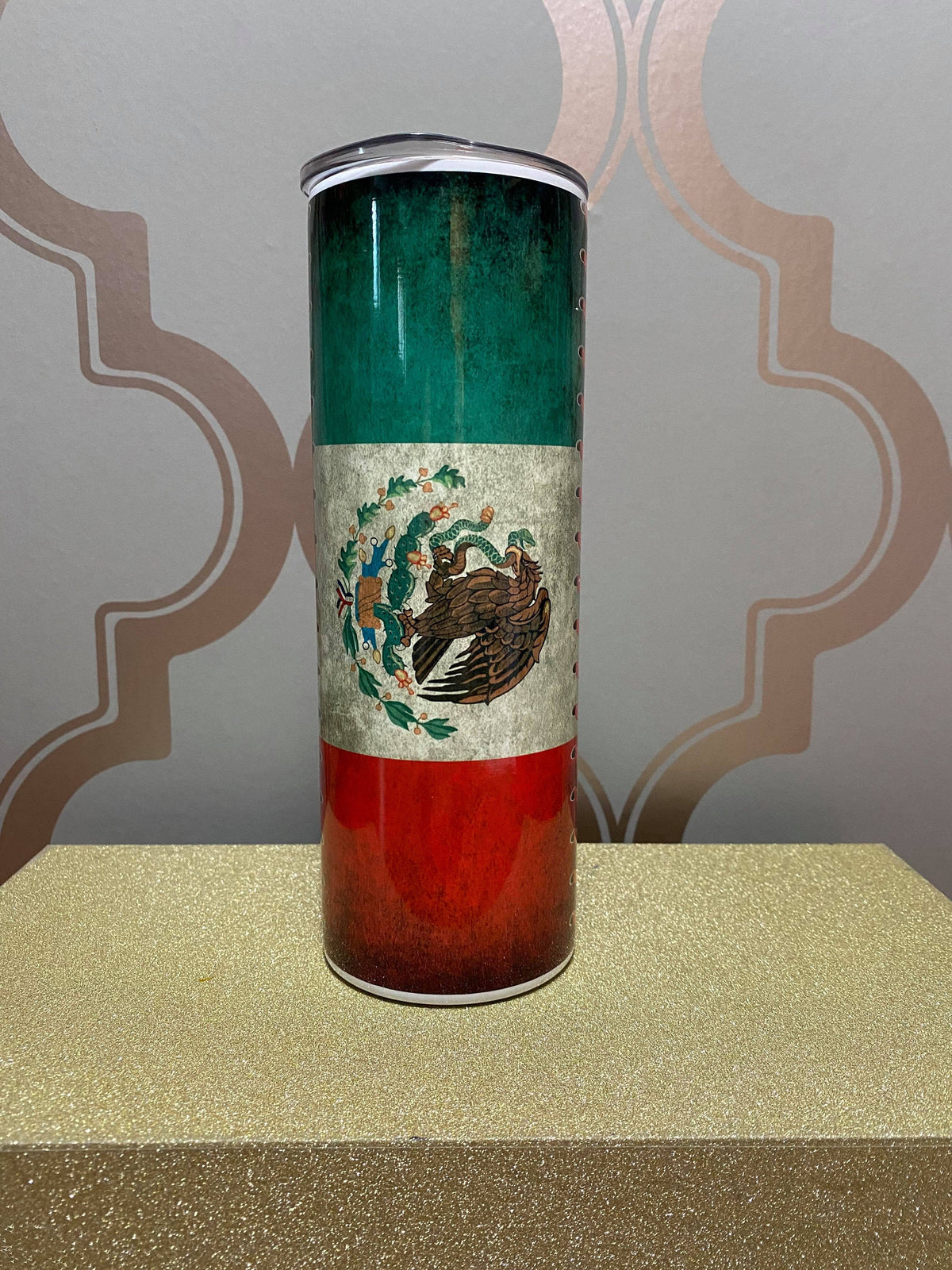 Mexican USA Bandera Flag Baseball Tumbler