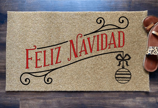 Feliz Navidad Christmas Holiday Door mat