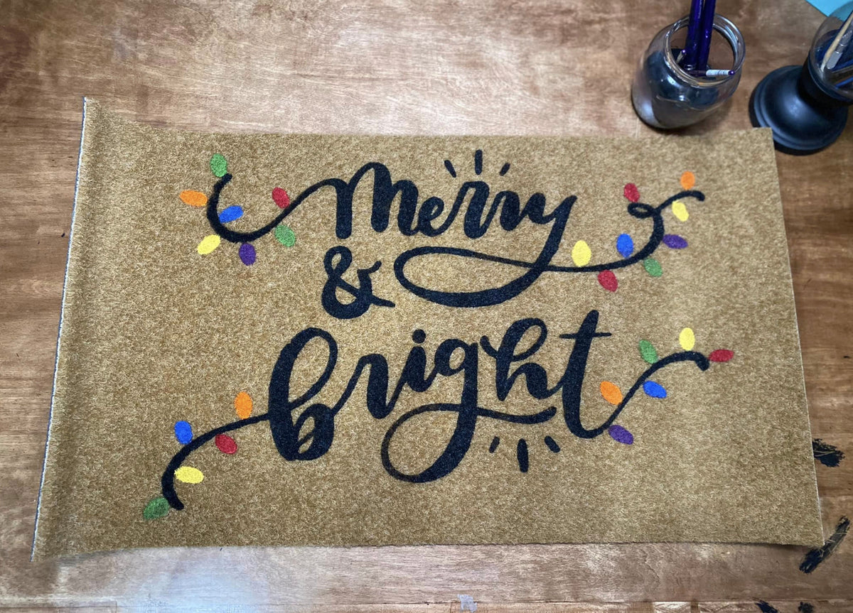 Merry and Bright Christmas Holiday Door mat