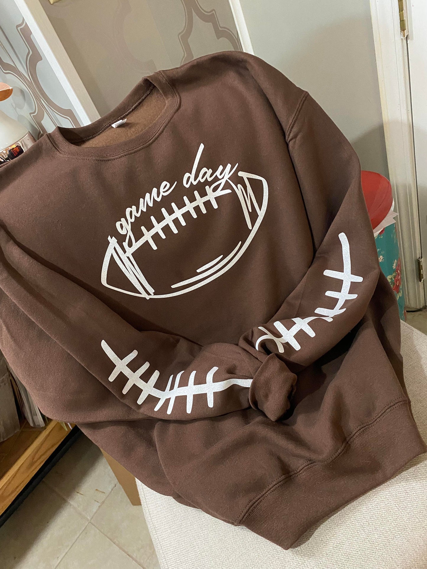 Glittery Game Day Football Sweatshirt