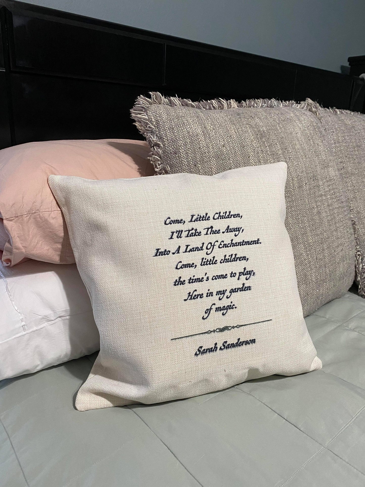 Halloween Siren Song Throw Pillow Cover made of super soft faux light linen