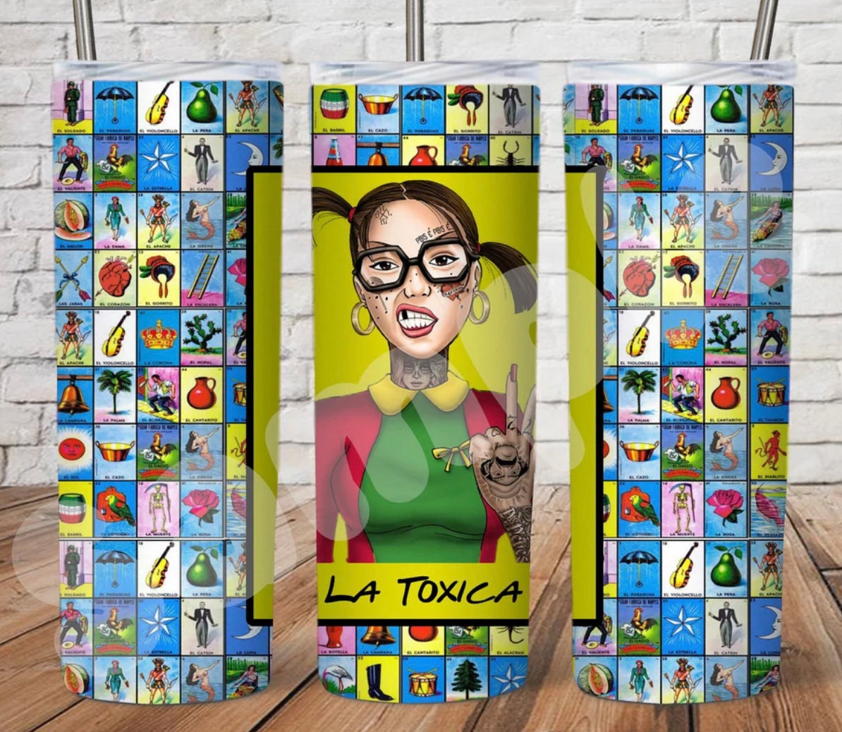 La Toxica Loteria 20 oz Steel Tumbler with Plastic Straw