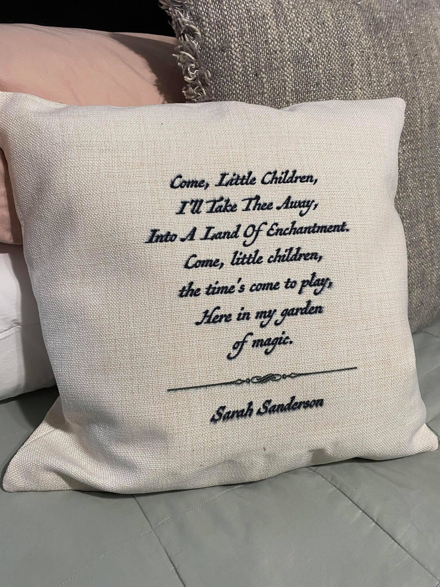 Halloween Siren Song Throw Pillow Cover made of super soft faux light linen